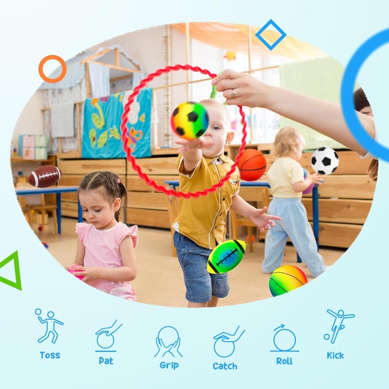 PlayZap 7-Piece Soft Ball Set for Toddlers & Kids - Includes 5” Playground Balls, Soccer, Football & Basketball - Great for Home, Yard, Pool, Classroom & Park for Boys & Girls - Image 5